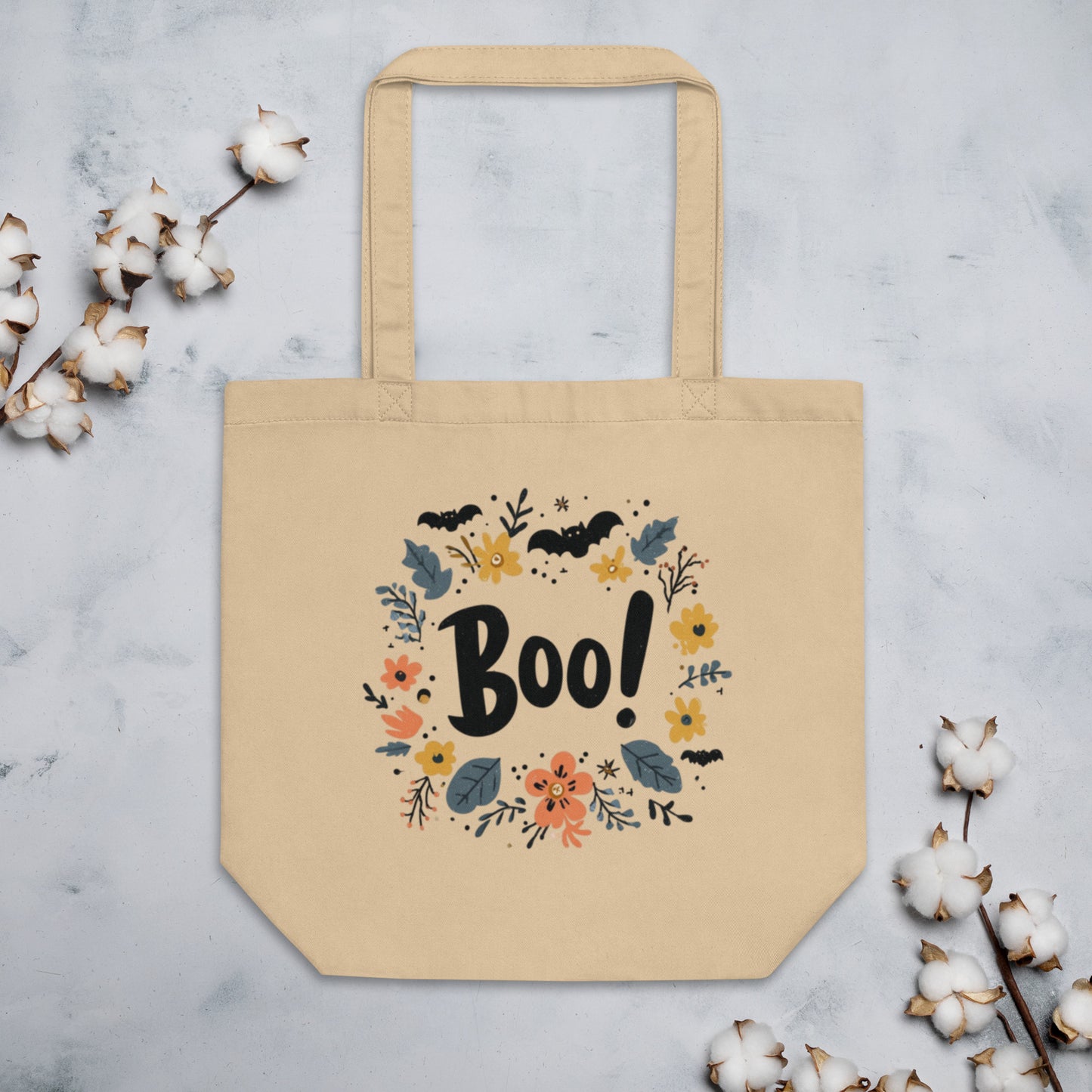 Bio-Baumwollbeutel mit Halloween-Motiv, umweltfreundliche Einkaufstasche aus zertifizierter Bio-Baumwolle, nachhaltiger Stoffbeutel