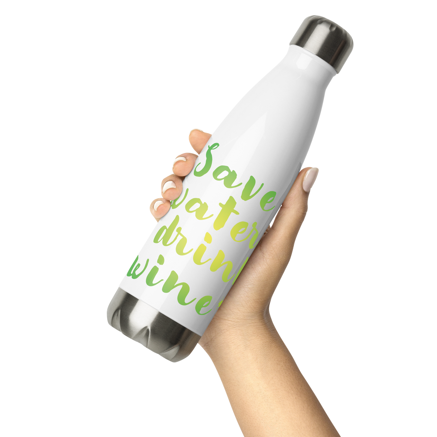 Edelstahl Trinkflasche "save water drink wine"