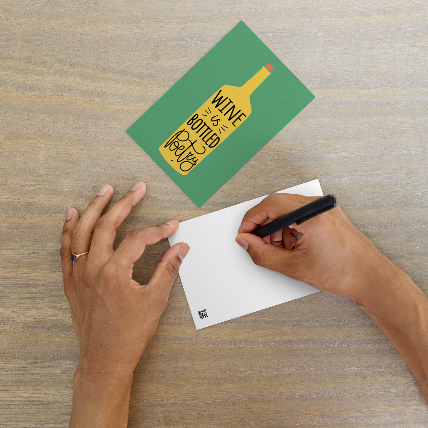 Postkarte - Wine is bottled poetry -
