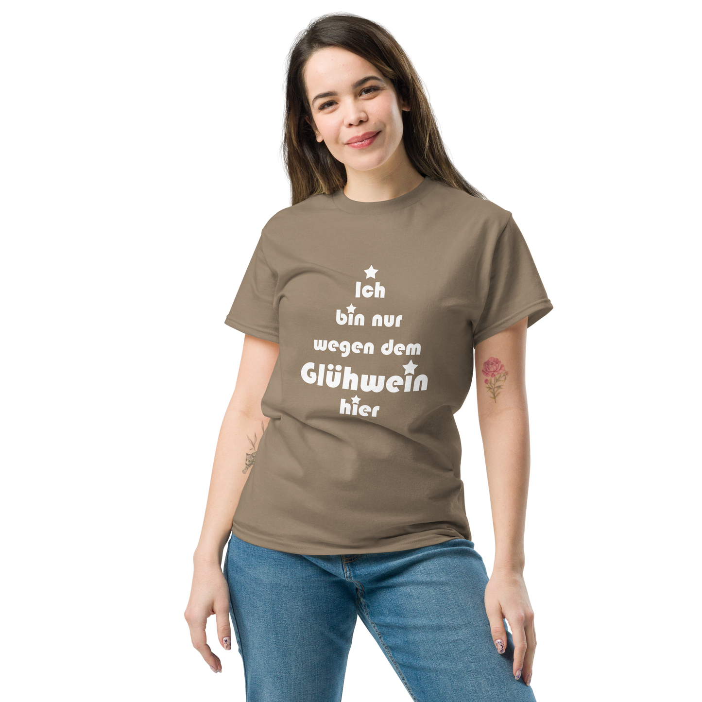 Ich bin nur wegen dem Glühwein hier - Klassisches Unisex T-Shirt