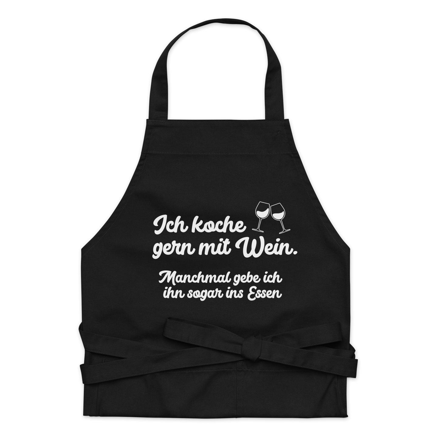 Schürze aus Bio-Baumwolle "Ich koche gern mit Wein..."