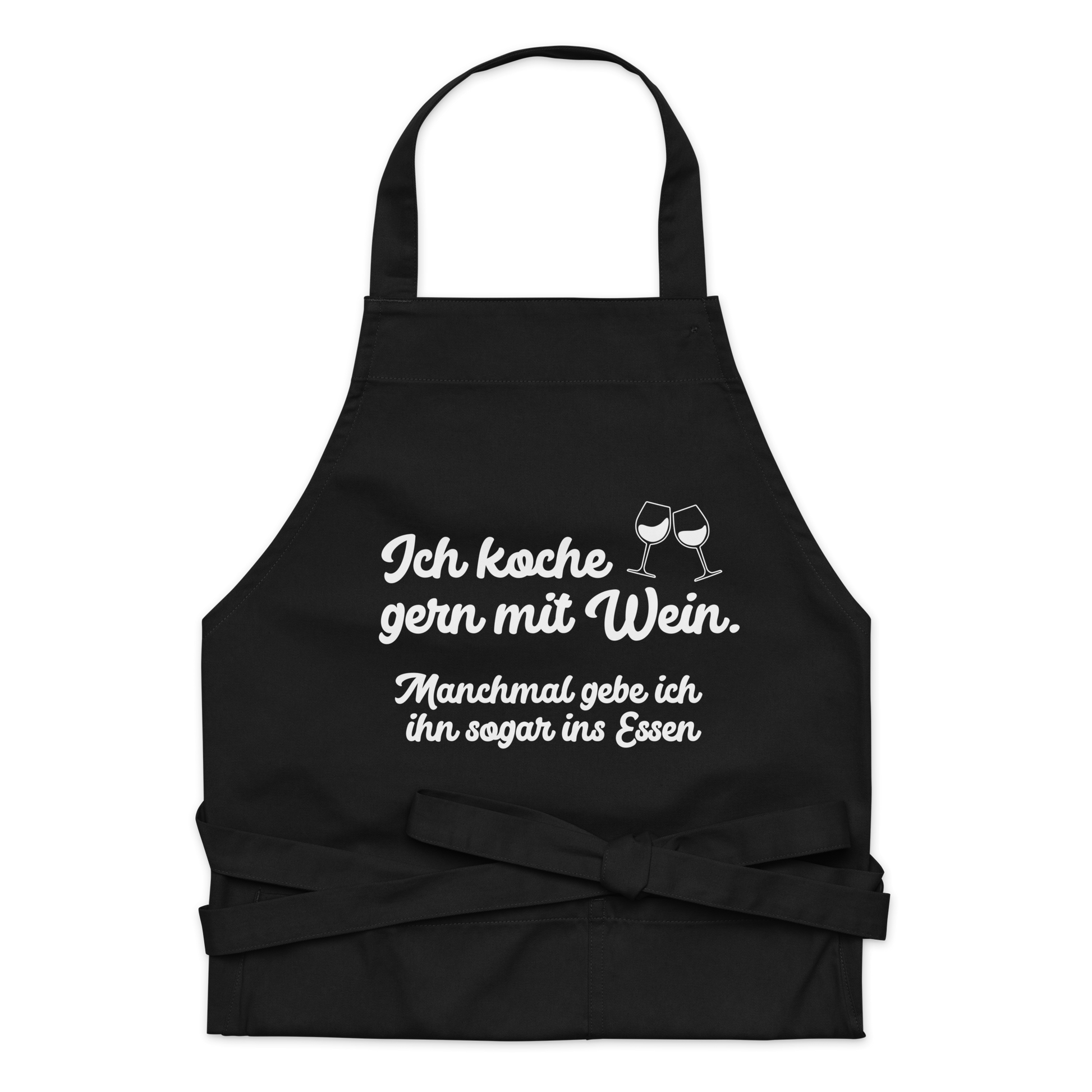 Schürze aus Bio-Baumwolle "Ich koche gern mit Wein..."