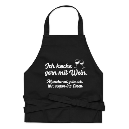 Schürze aus Bio-Baumwolle "Ich koche gern mit Wein..."