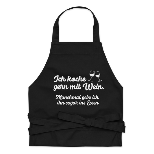 Schürze aus Bio-Baumwolle "Ich koche gern mit Wein..."