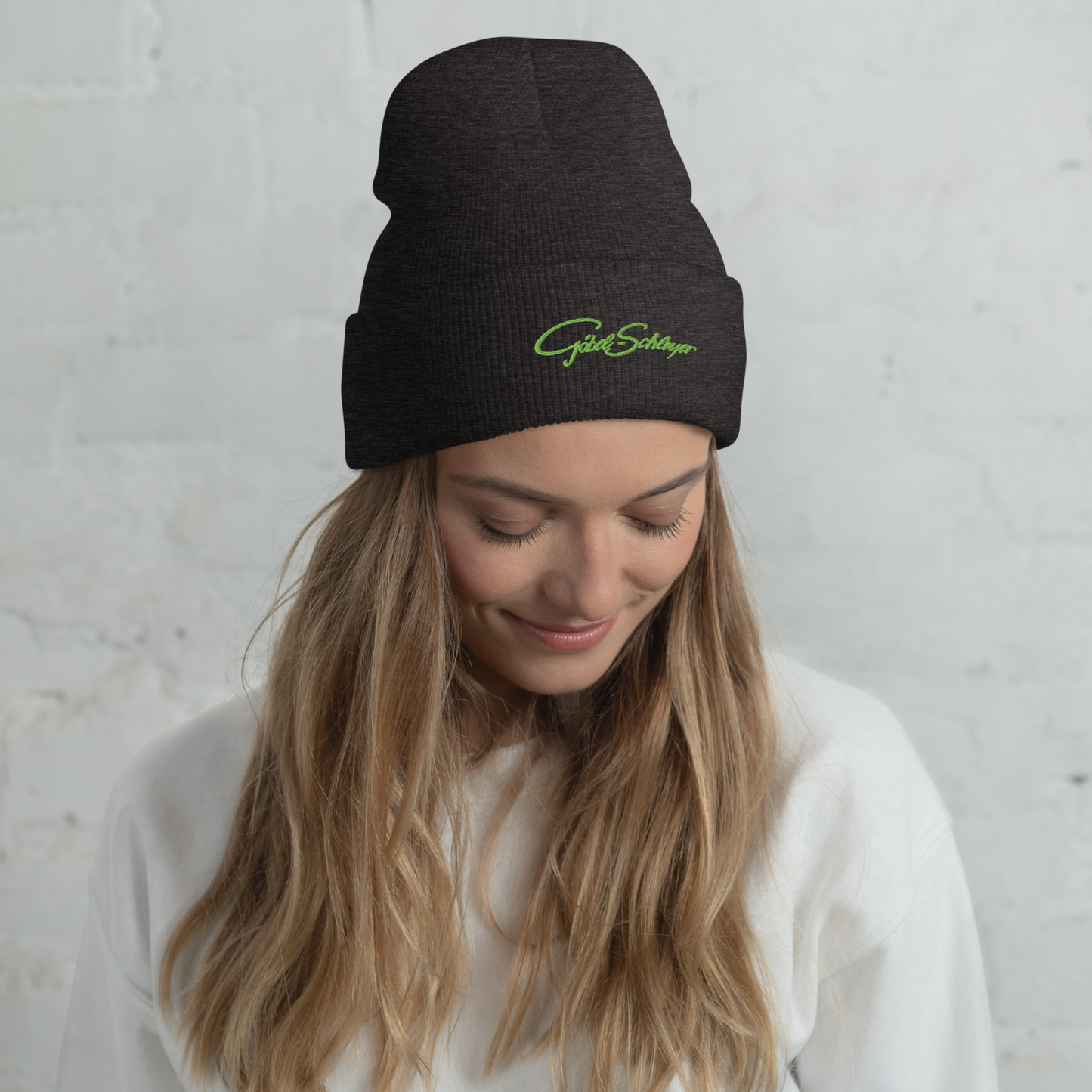 Umgeschlagene Beanie mit Logo Göbel-Schleyer