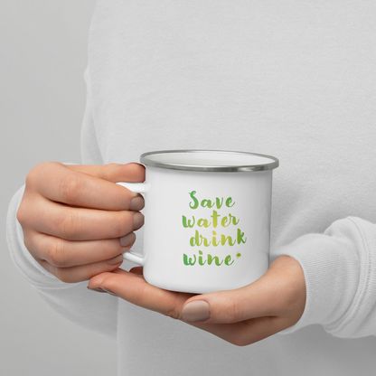 Emaille Tasse „Save Water, Drink Wine“ – Der perfekte Begleiter für Weinliebhaber!