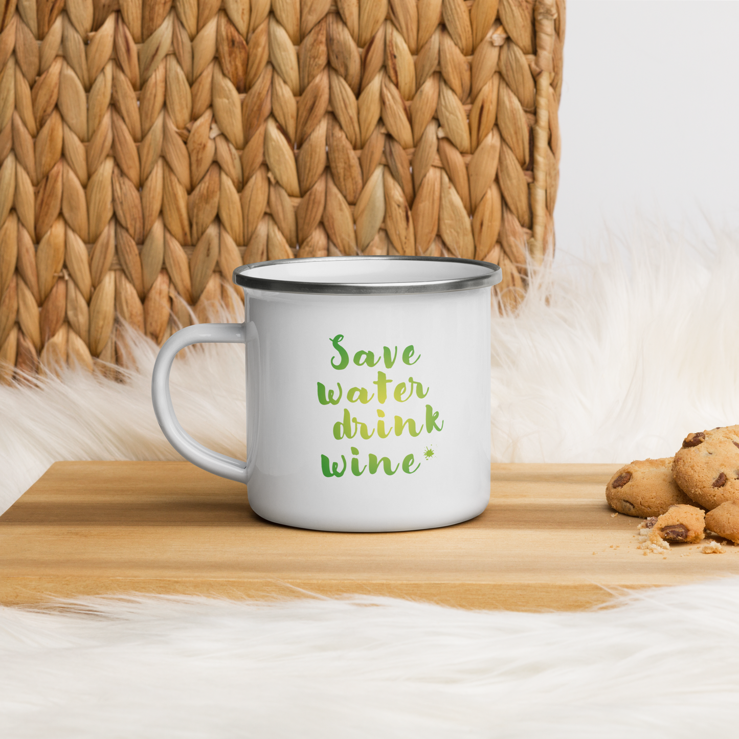 Emaille Tasse „Save Water, Drink Wine“ – Der perfekte Begleiter für Weinliebhaber!