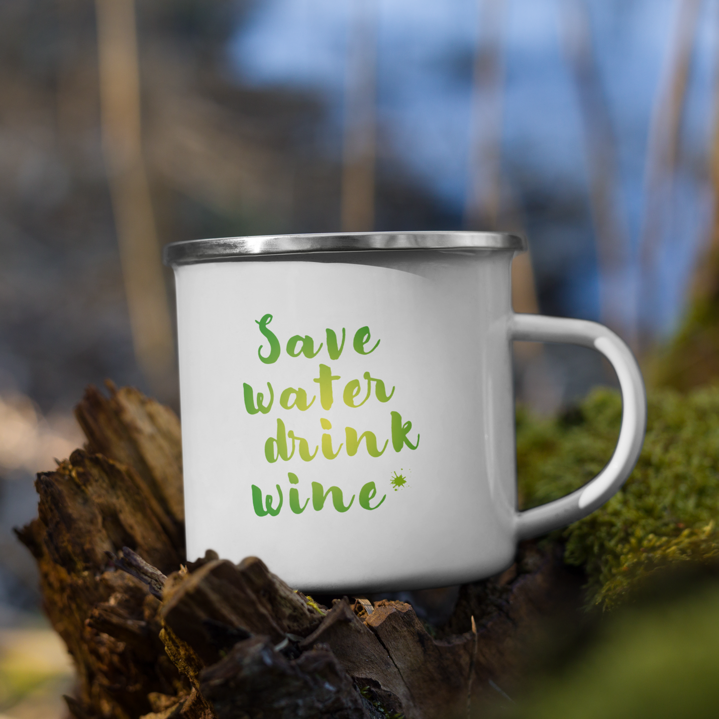 Emaille Tasse „Save Water, Drink Wine“ – Der perfekte Begleiter für Weinliebhaber!