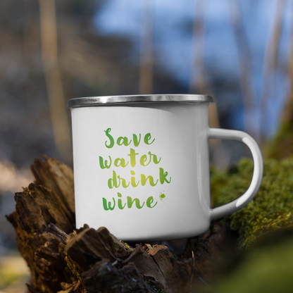 Emaille Tasse „Save Water, Drink Wine“ – Der perfekte Begleiter für Weinliebhaber!