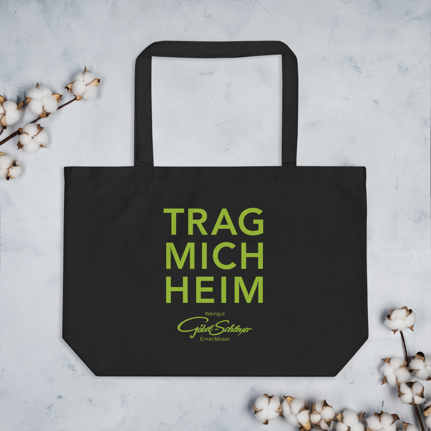 Große Bio-Baumwolltasche "TRAG MICH HEIM"